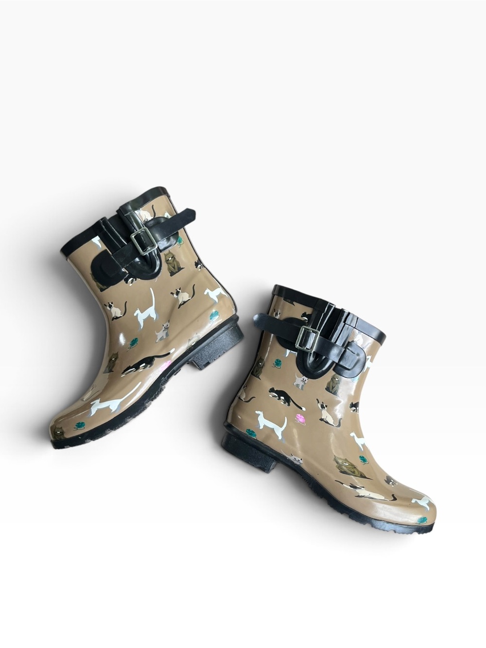 Women’s Nomad Footwear Droplet Rain Boot - Taupe Cats 🐈